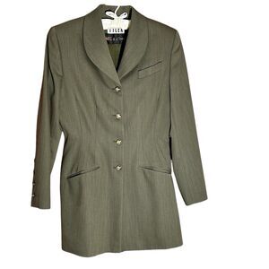 RICHARD TYLER Couture Women’s Single Breasted 100% Wool Army Green Blazer Sz. 6